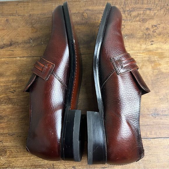 Morgan Quinn Mens Dress Shoes 8 D Brown Pebbled Leather Vintage Union Made - Picture 5 of 11